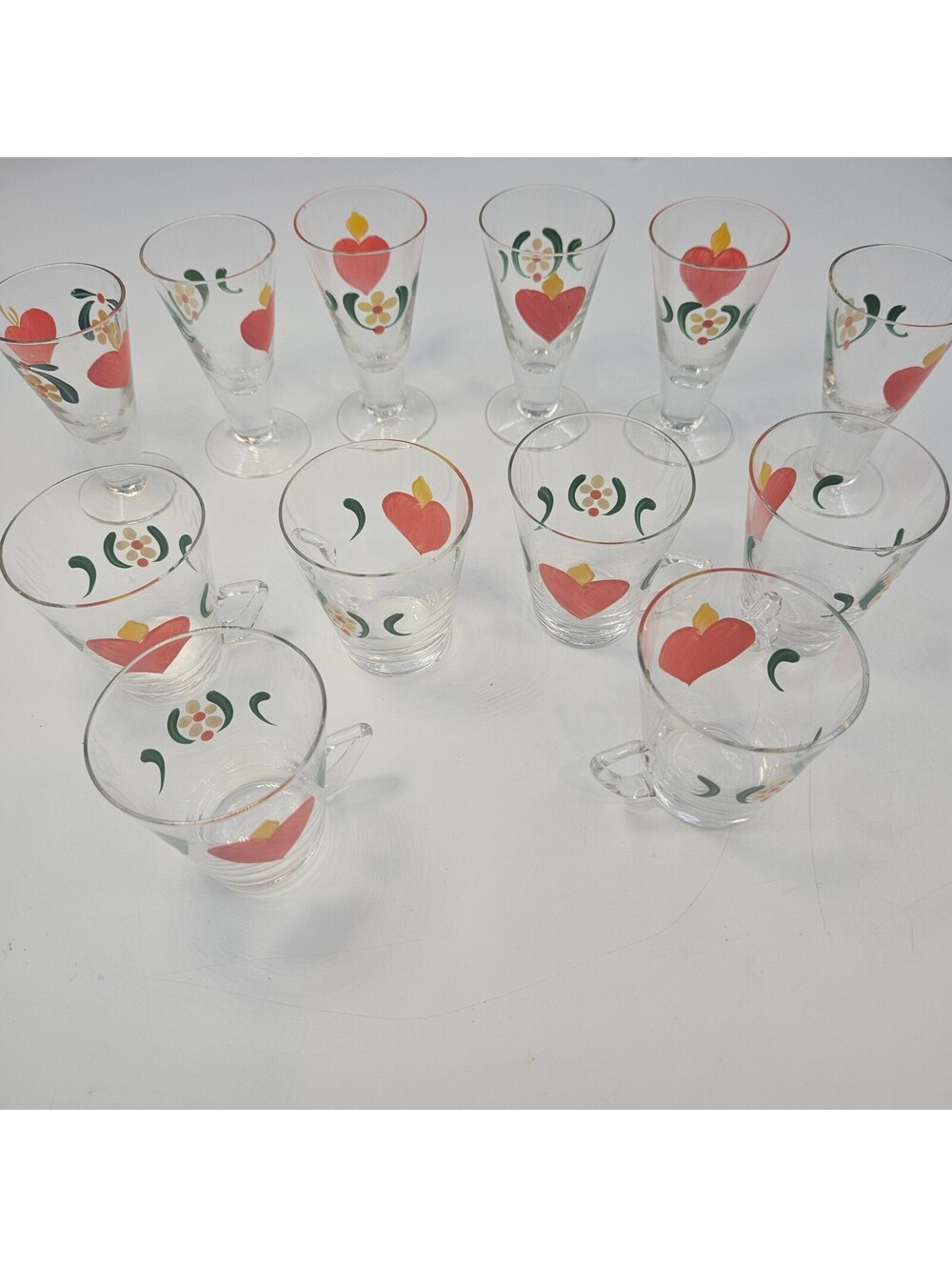 Vintage Johansfors Brinnande Hjärtan Swedish Mulled Wine Schnapps Glasses Set 12